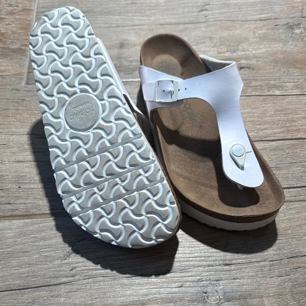 Birkenstock White and Brown Women's Sandals - Picture 2 of 3